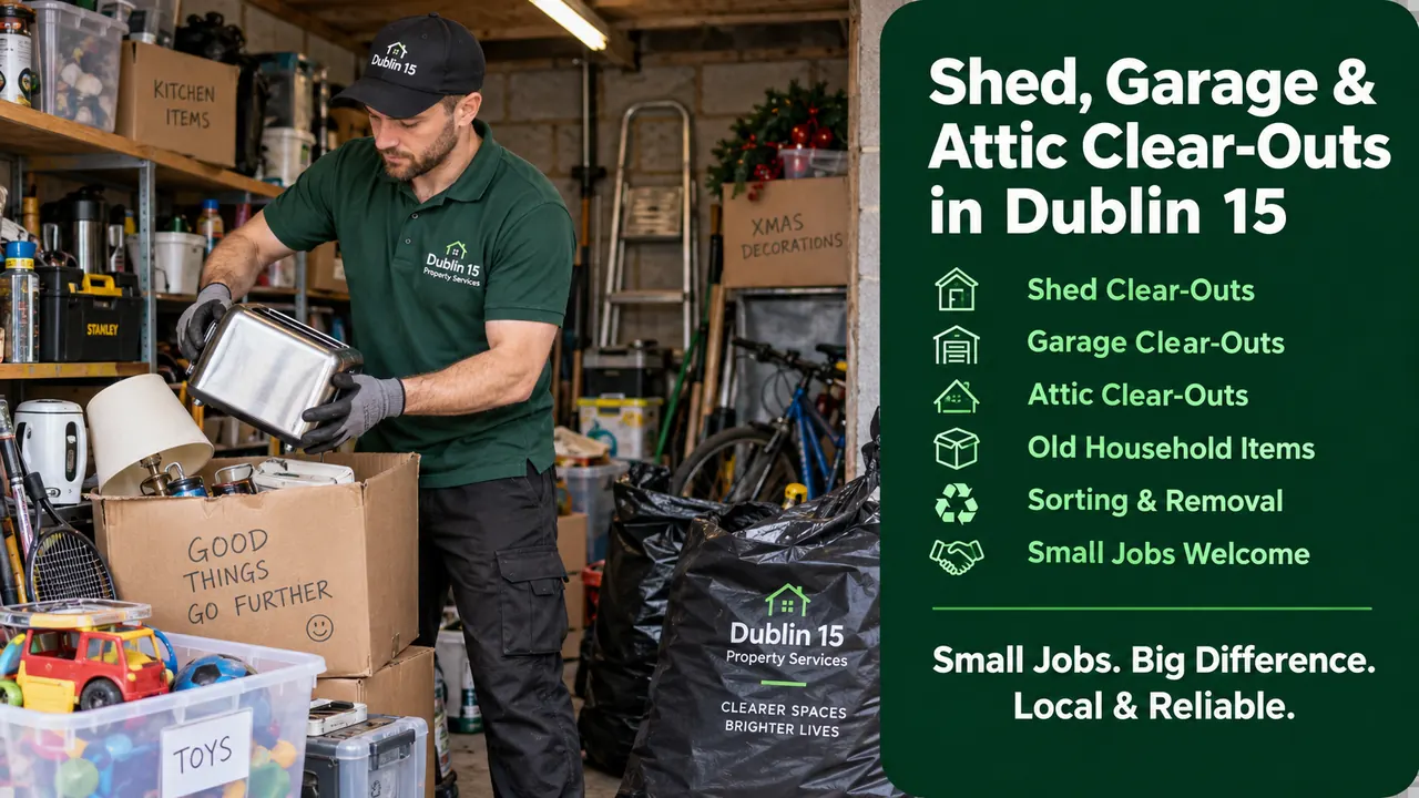 Illustrative image for shed, garage & attic clear-outs enquiries in Dublin 15